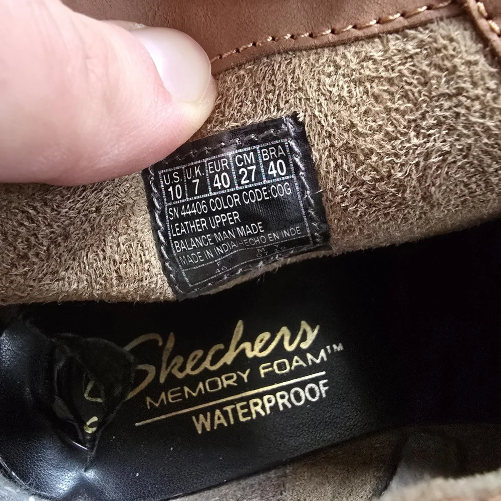 Skechers Women’s Leather Waterproof Round Toe Block Heel Fleek Cognac Boots